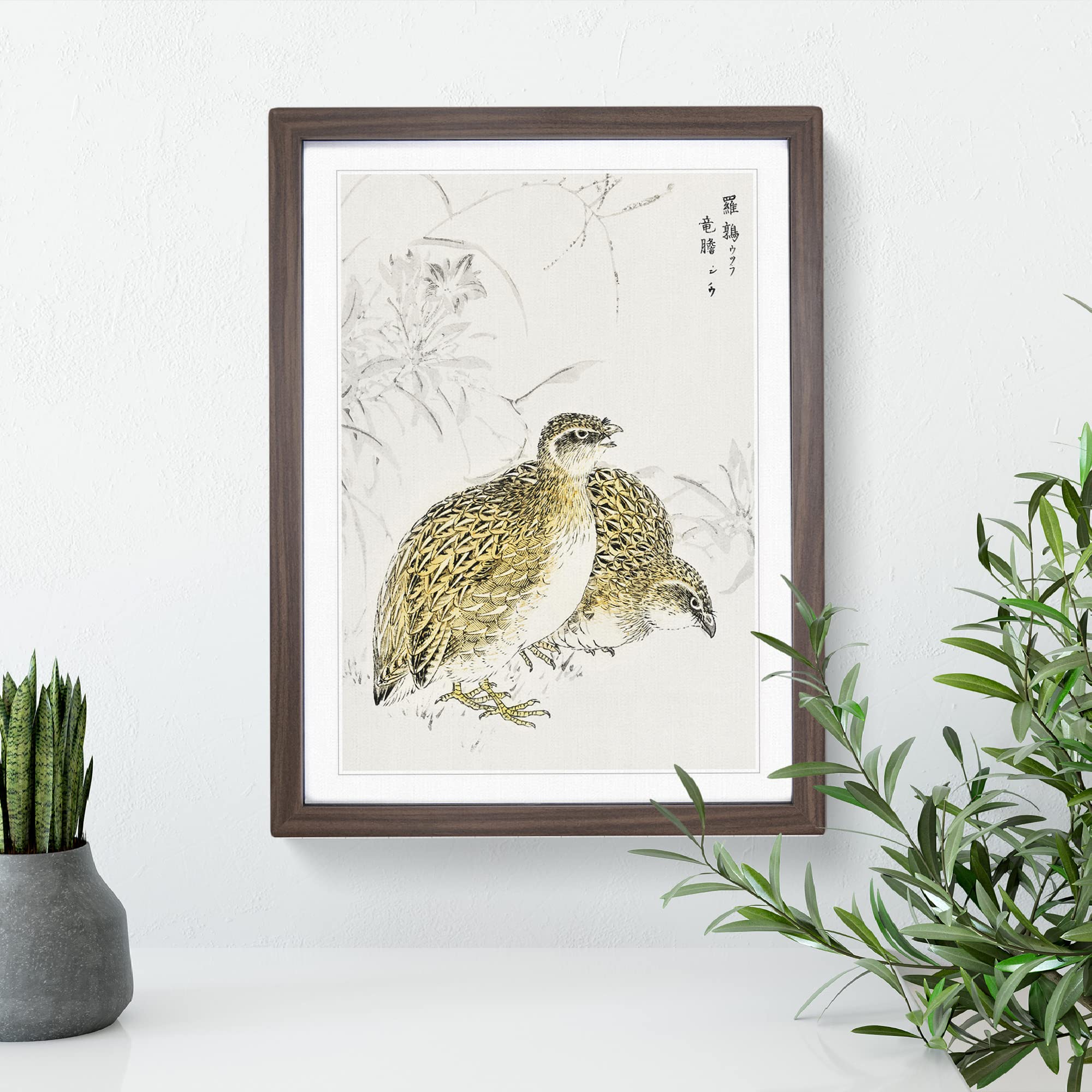 Japanese Quail Birds By Numata Kashu Asian Japanese Framed Wall Art Print - Image 2