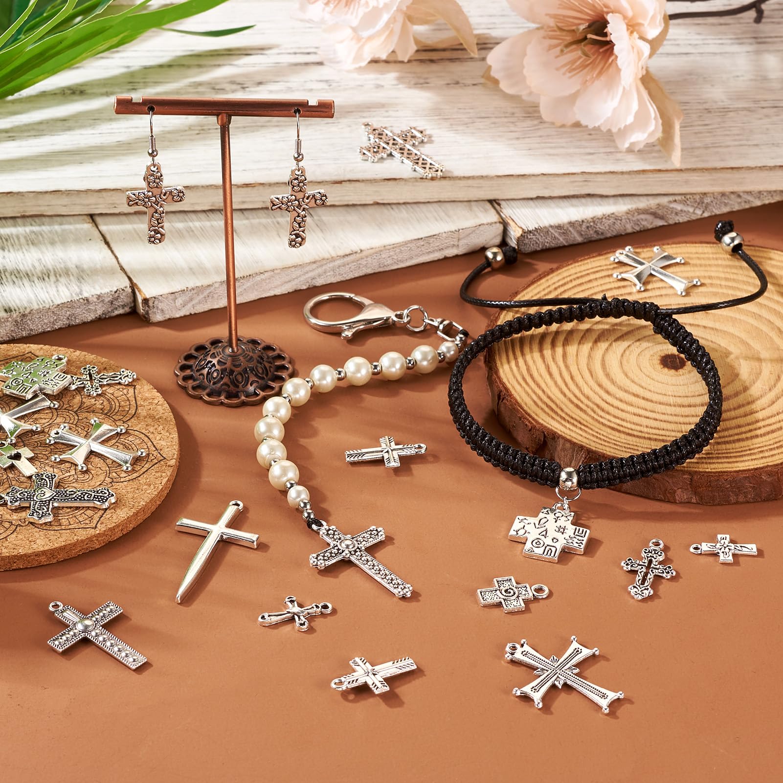 PandaHall 100pcs Tibetan Style Cross Charms Pendants Antique Sliver Crucifix Cross Dangle Charms for DIY Crafts Necklace Jewelry Making - Image 2