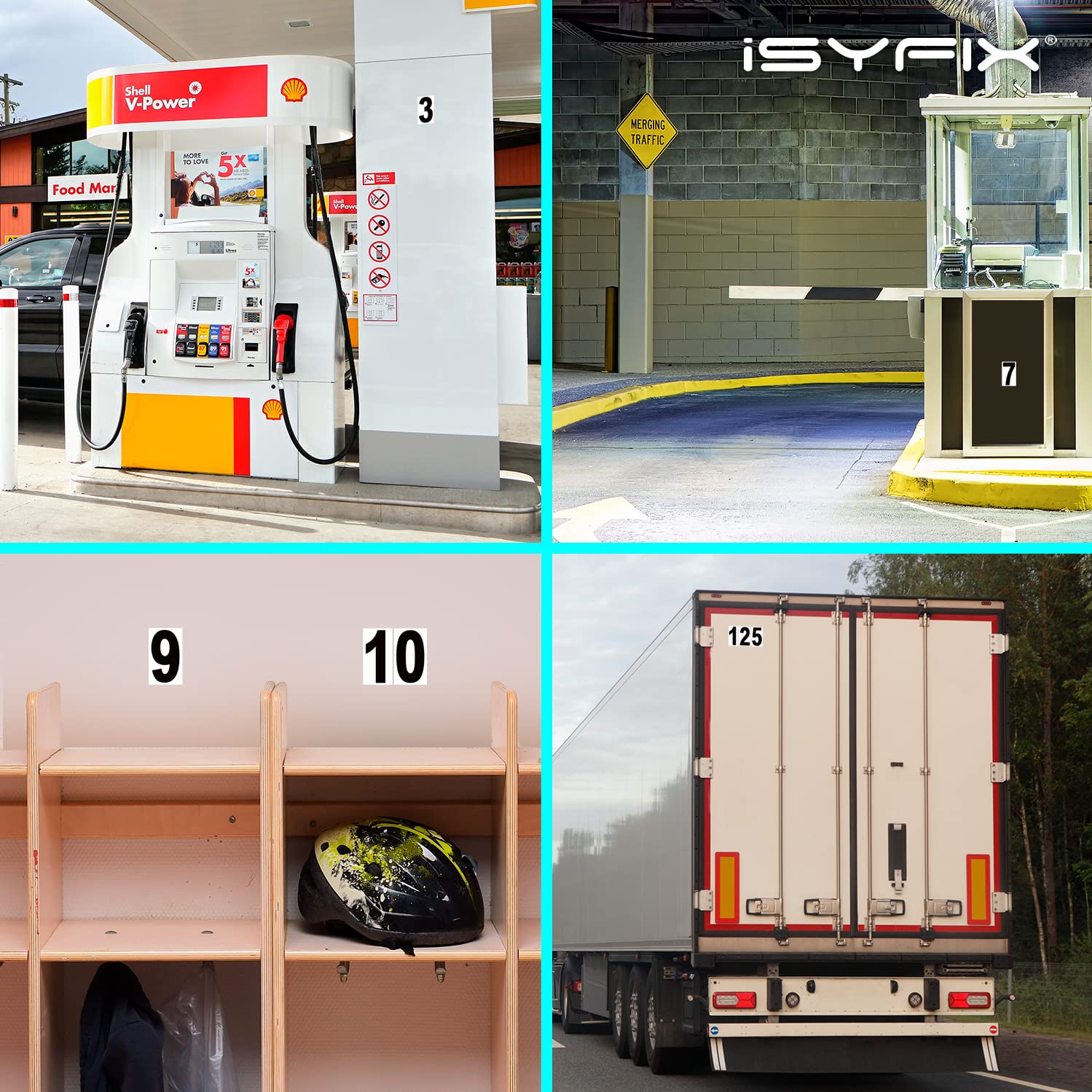 iSYFIX Czarne winylowe naklejki z cyframi - 15 cm samoprzylepne - 2 zestawy - kalkomania premium z białym tłem na skrzynkę pocztową, znaki, okna, drzwi, samochody, ciężarówki, dom, firmę, adres