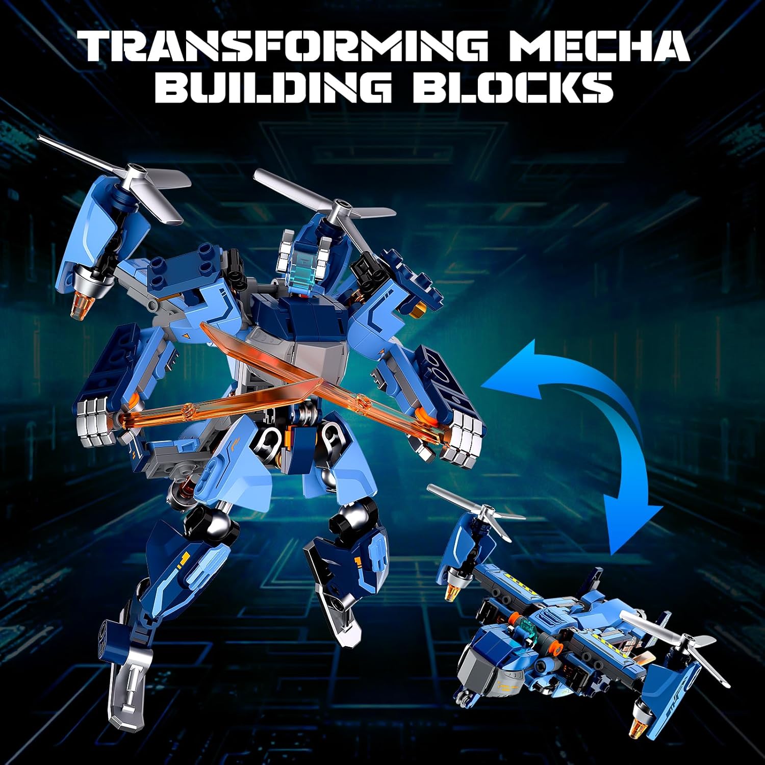 Tenhorses 2-in-1 Transformable Mech Building Set, Switch Between Warrior Robot and Fighter Jet Model Kits Without Disassembly, Ideal Christmas Birthday Gift for Boys, Girls & Adults