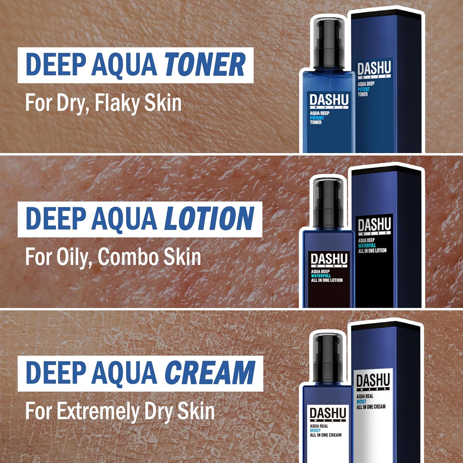 DASHU Aqua Deep Waterfull All-in-One Face Lotion for Men | Hydrating Age-Defying Toner, Essence, Moisturizer & Cream Korean Lotion 5.17 fl oz - Image 7