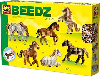SES Creative Bügelperlen set | Wildpferde | Bastelset | PVC-frei | Made in Holland | für Kinder ab 5 Jahren | Diverse Farben | 2100 Bügelperlen mit Platten & Bügelpapier | 06222