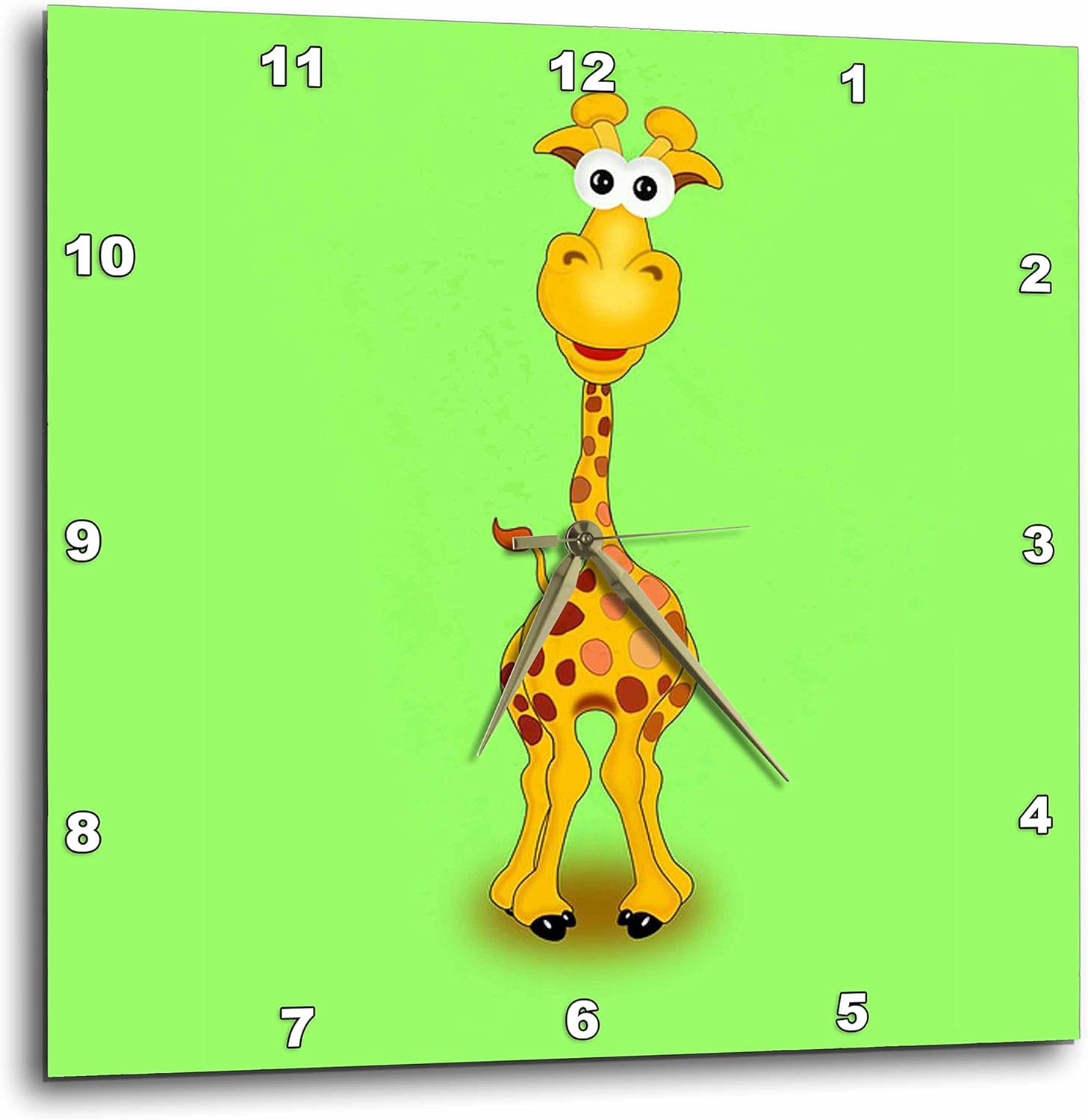 3dRose DPP_211697_1 Giraffe with Green Background Wall Clock, 10 by 10"