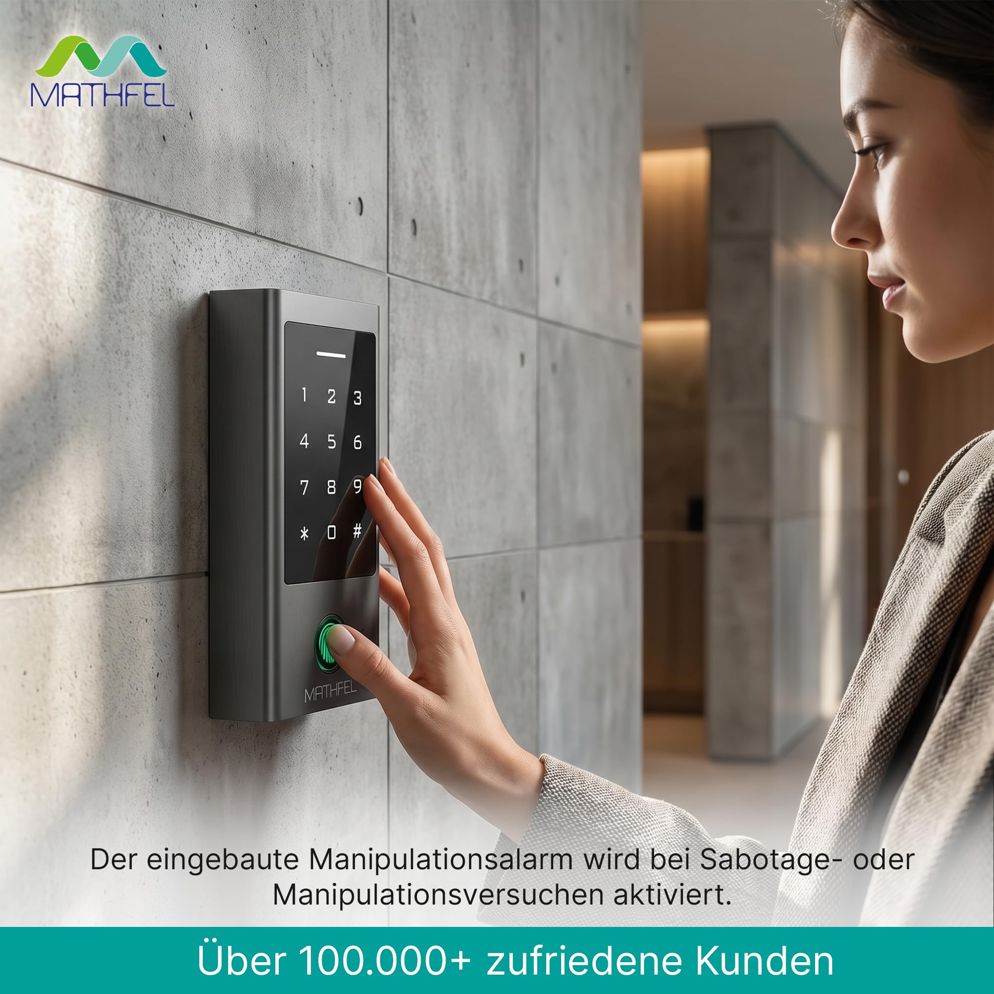 MATHFEL Smart Lock Zugangssystem mit Fingerabdruck & RFID – Elektronisches Türschloss für Haustür, IP66, Code & Transponder, Elektrisches Türschloss Außen, Automatisches Smartes Türschloss