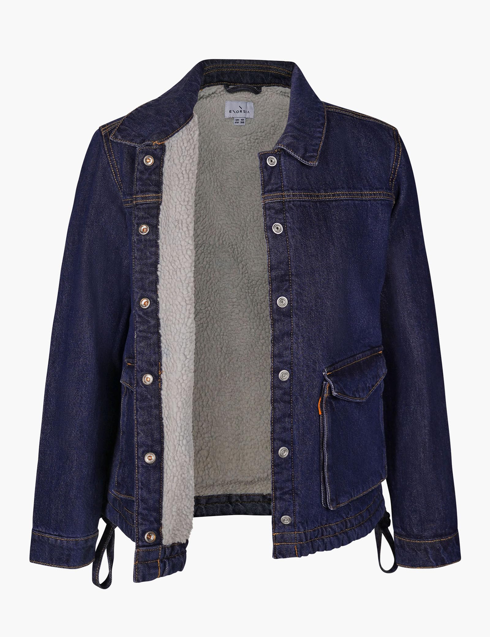 Chaqueta de mezclilla para mujer con forro Borg, ajuste holgado con forro de sherpa, cinturón ajustable, cierre de botón a presión y bolsillos con solapa, capas elegantes para climas fríos