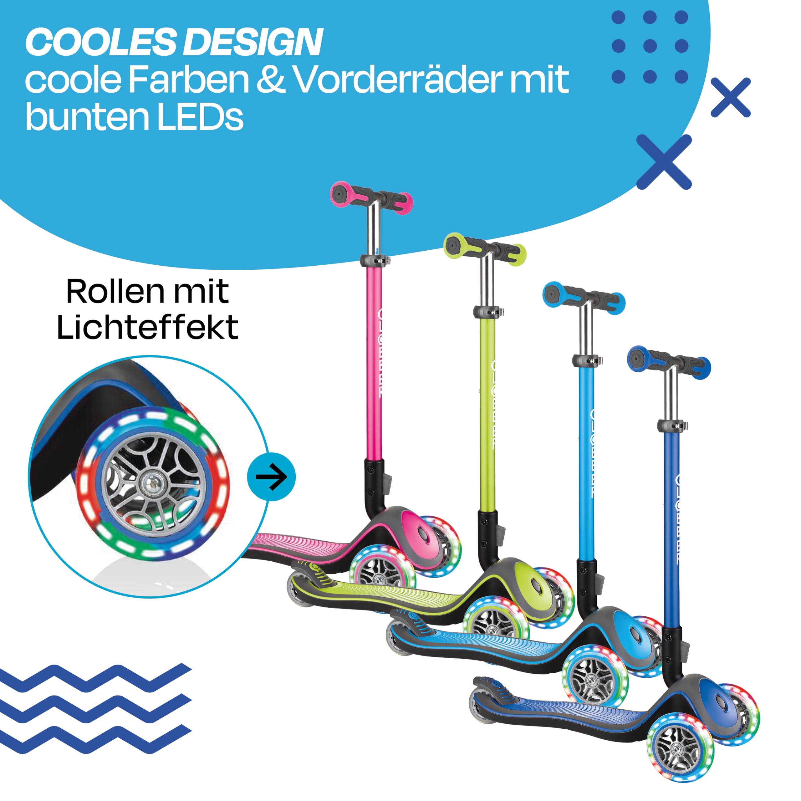 Globber Elite Deluxe mit Lr navy-blau | 444-400 - Brommobiel kopen