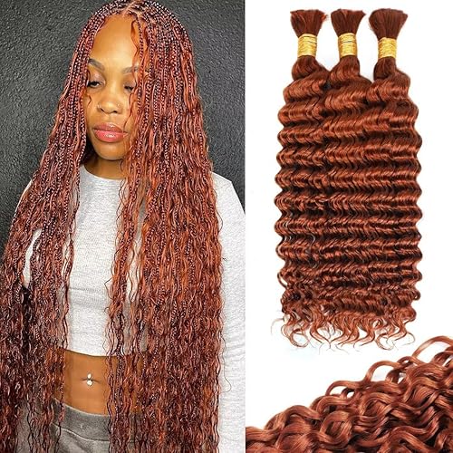 12A #350 Copper Ginger Human Braiding Hair for Boho Braids