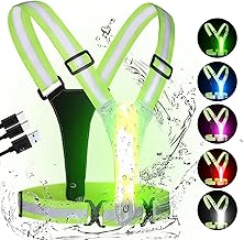 LED Reflective Vest Running Gear, High Visibility Reflective Running vest, 5 Lights Colors Rechargeable Safety Running Vests for Walking Running Cycling Jogging, Adjustable for Men Women Kids