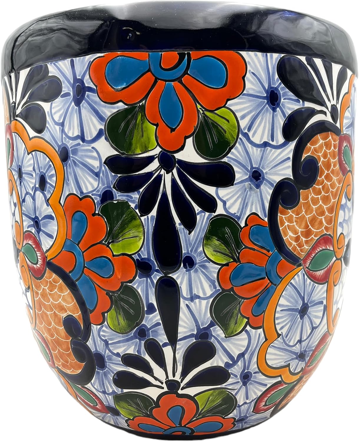 Talavera Planter Pot Cute Mexican Pottery Home Decor Indoor Outdoor Hand Painted Folk Art Multicolor Handmade 12 (Multi 3)
