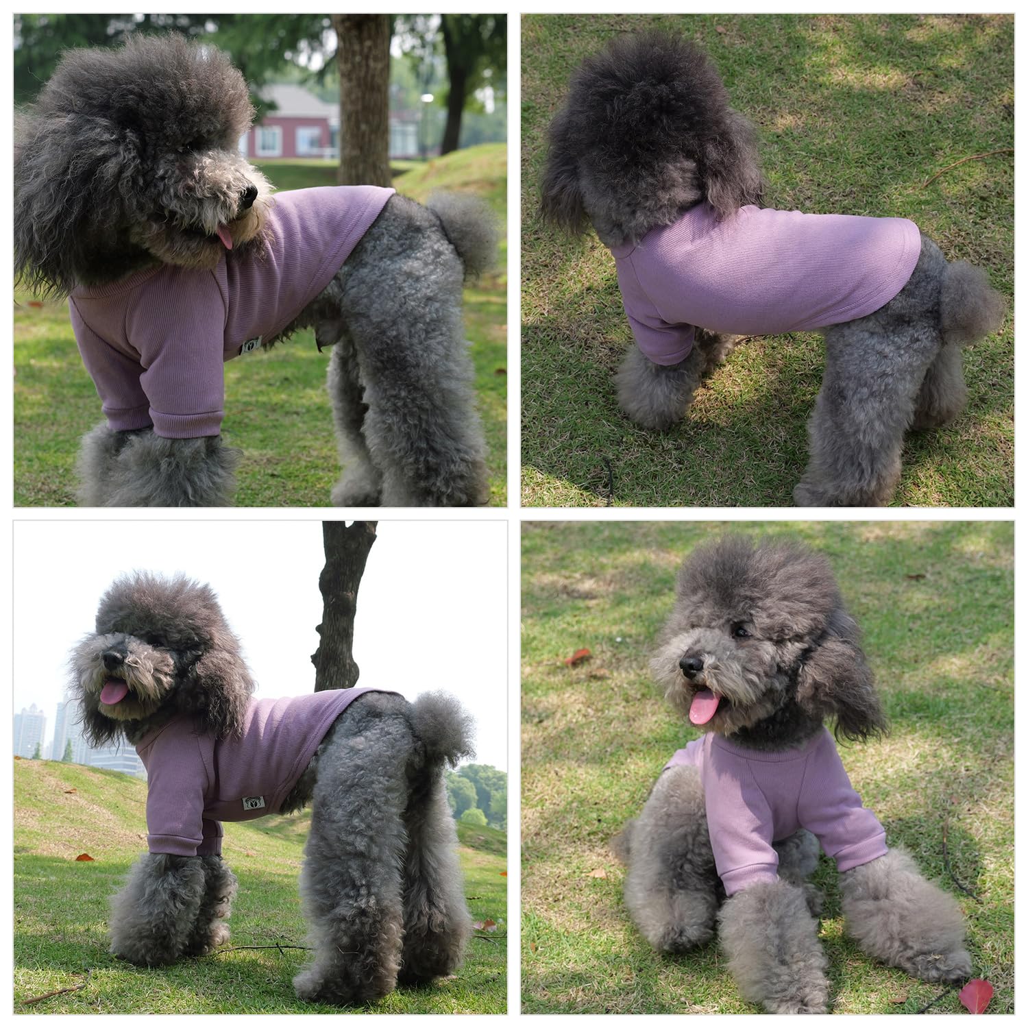 Lovelonglong Ribbed Dog T-shirt Cotton Knitted Dog Sweaters for All Season Pet T-shirts for Large Medium Small Dogs Taro purple S - Image 4