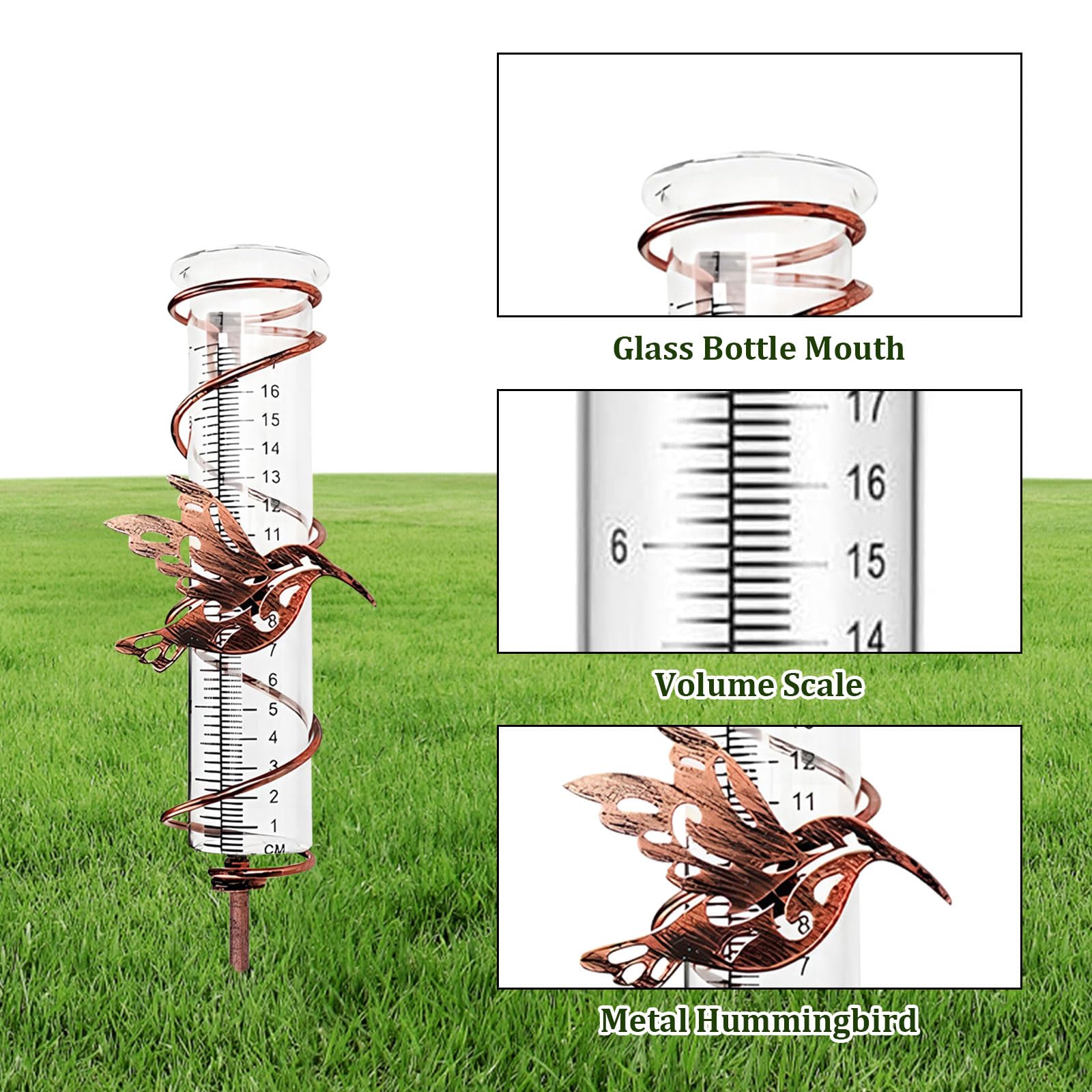 Pluviometro Da Giardino Joyan - In Vetro E Metallo, 7 Pollici, Con Picchetto - Foto 5