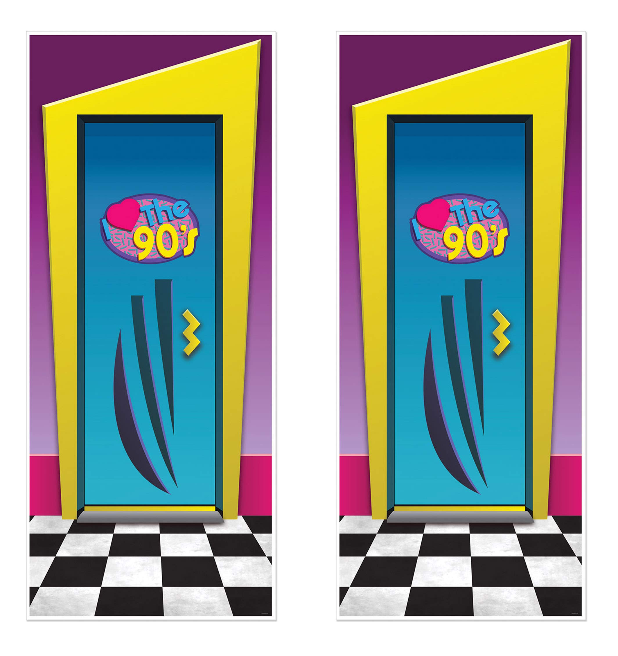 Beistle 53491 I Love The 90's Door Cover, 2 Piece, Plastic, Multicolor