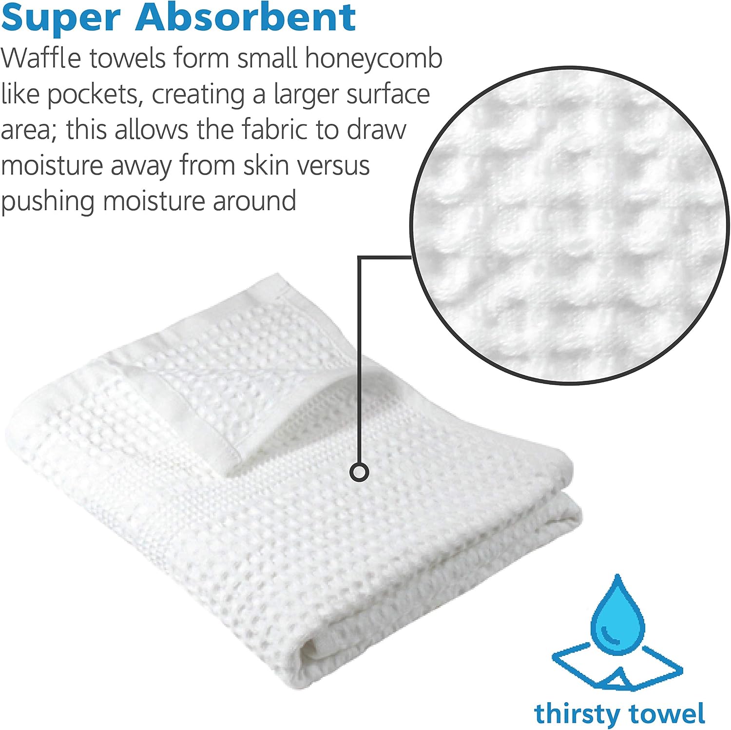 GILDEN TREE Waffle Weave Hand Towels for Bathroom Quick Drying Lint Free Thin, 2 Pack, Classic Style (White)