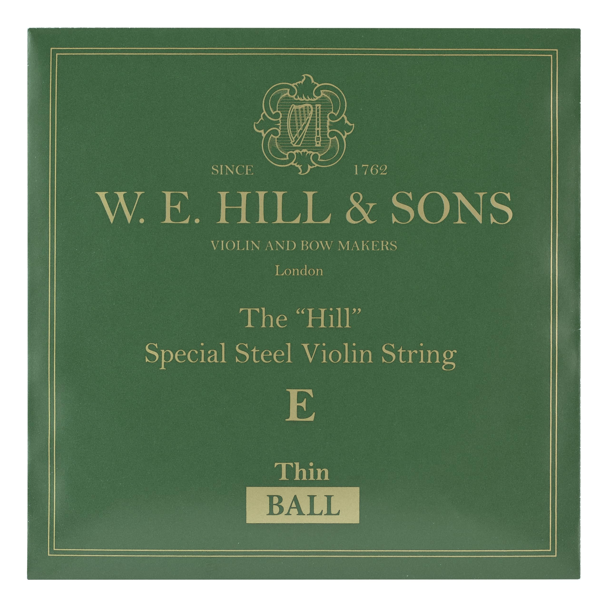 W. E Hill & Son's "The Hill" Premium Thin Steel E-String Special Violin String, Ball End