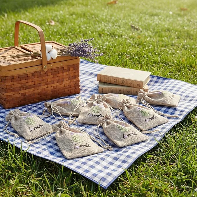 10 bolsas saco de lavanda 10x14 cm con cordón miniatura 6