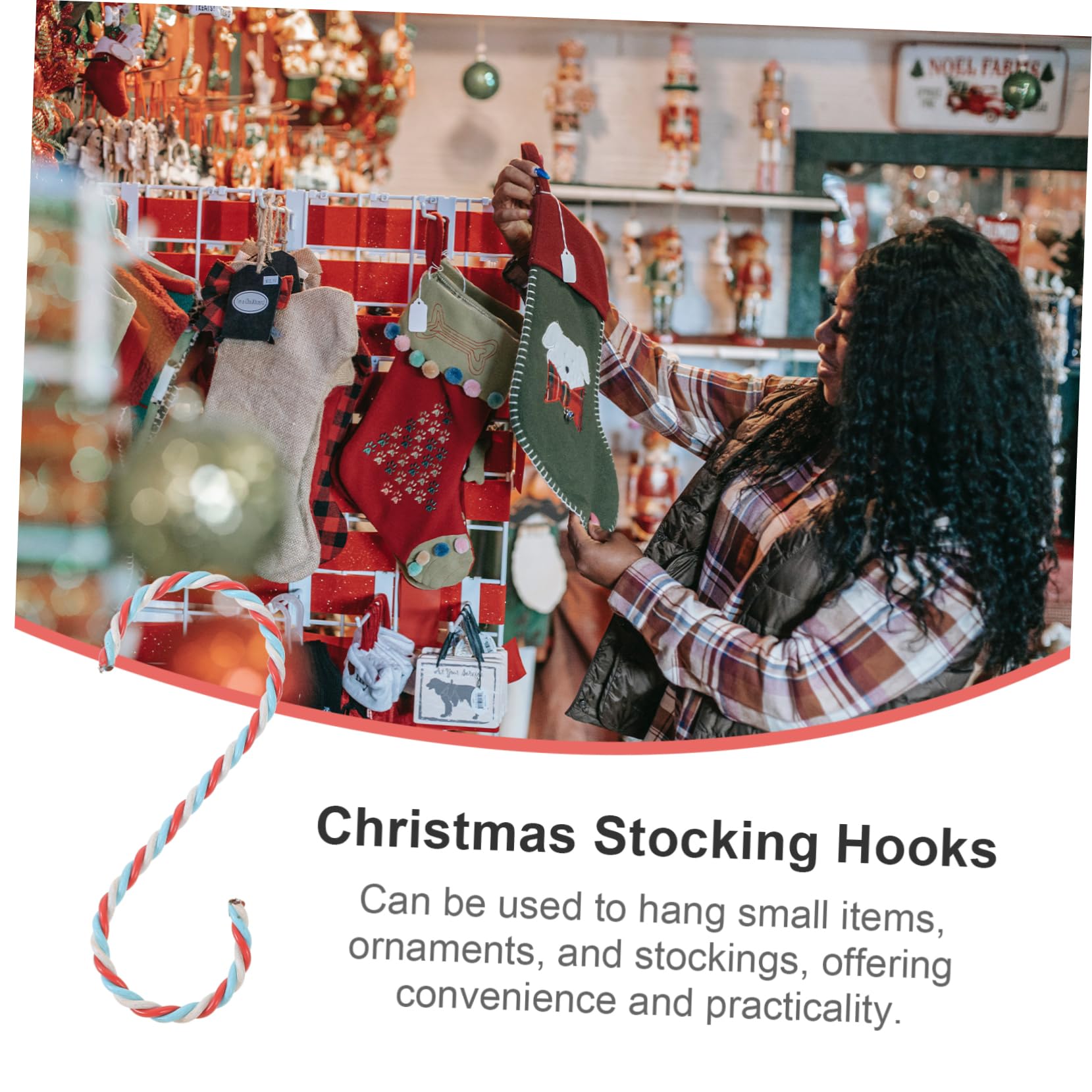 Cabilock 10pcs Christmas Hanging Hooks Decorative Ornament Hangers for Stockings Xmas Tree Decorations Easy Installation for Mantle Fireplace Use