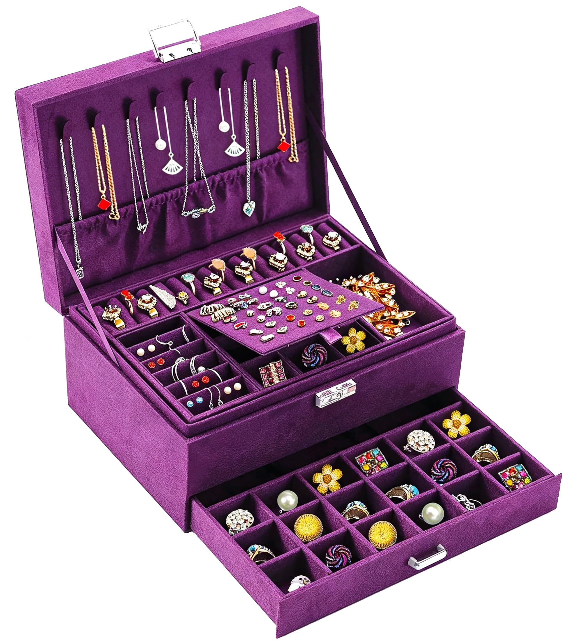 Amazon.com: QBestry Jewelry Box for Women with Lock & Key & Drawer