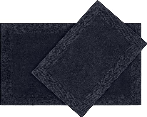 Miniatura 18 de Bedding Craft Alfombra de baño – 100% algodón, reversible, absorbente de agua, lavable a máquina, alfombra de baño suave para lado de la bañera, 17