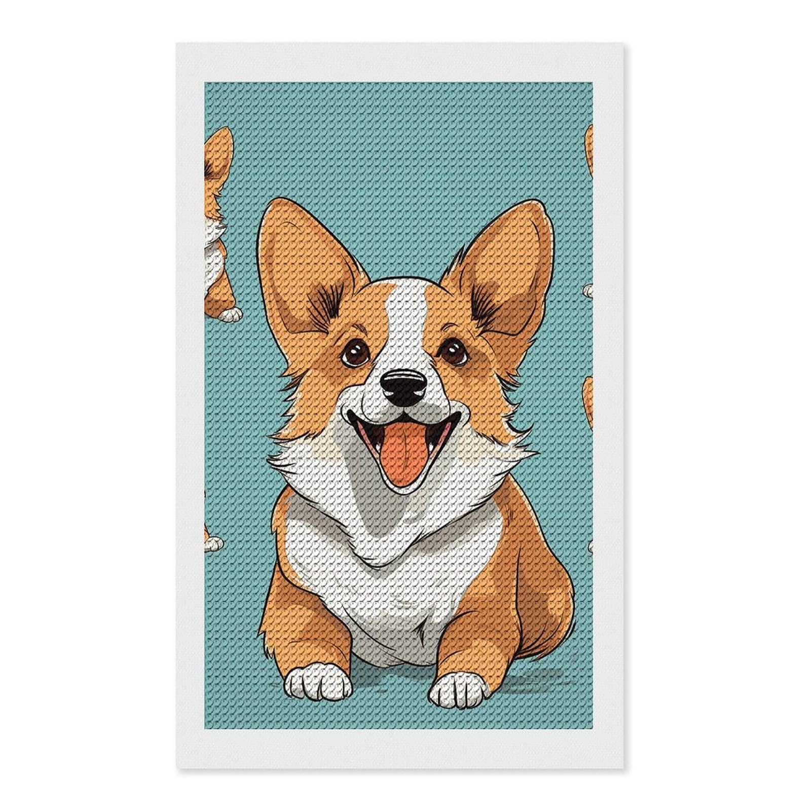 Corgi Cute Dog Diamond Art Kits for Adults, DIY 5D Diamonds Painting Kits for Beginner, Round Full Drill Diamond Dots Painting, Diamonds Pictures Gem Art and Crafts Wall Decor 12"x20"
