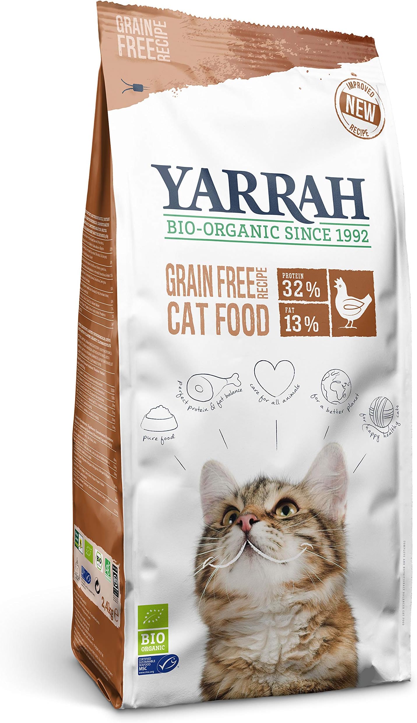 YARRAH Organic Cat Dry Food Grain Free Pack of 1 x 6 kg
