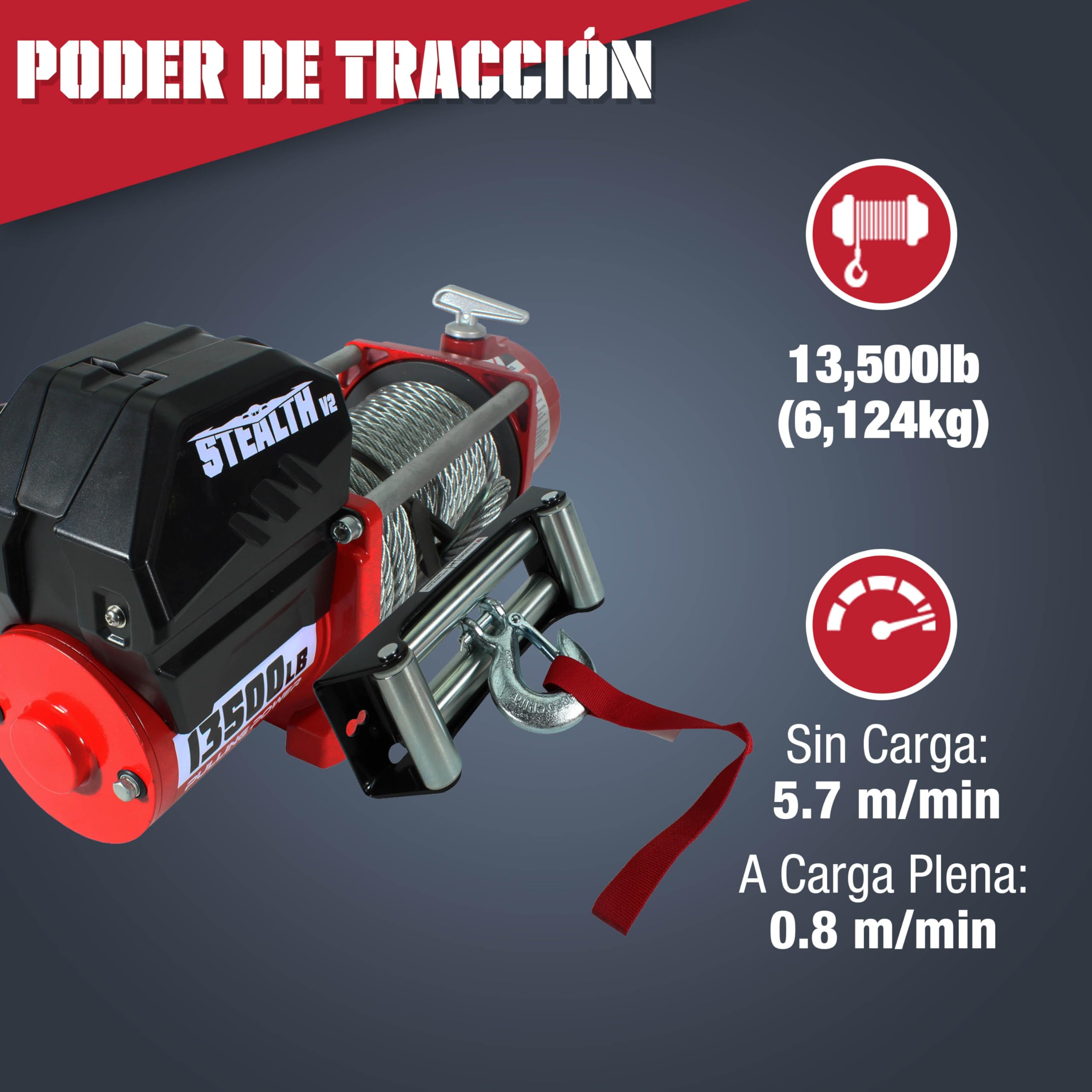 Stealth Winches V2 13500lb cabrestante eléctrico inalámbrico presupuesto de recuperación, de alta potencia del motor, solenoide pesado, 2 mandos a distancia inalámbricos, (12 voltios - Cable de acero)