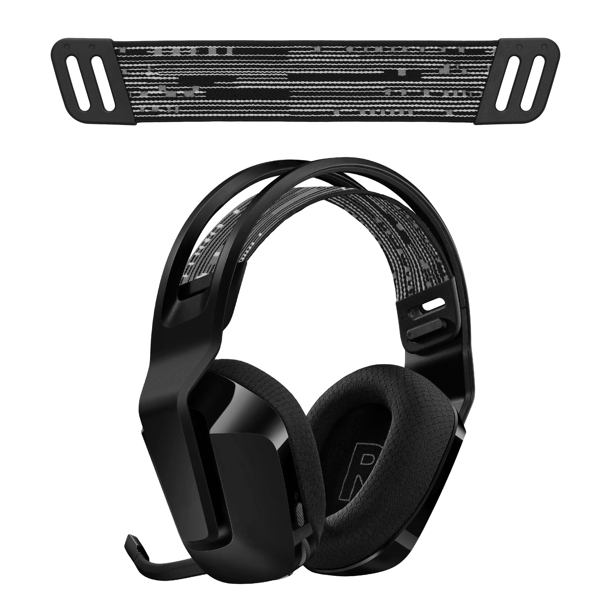 kwmobile Headband Pad Compatible with Logitech G733 / G335 / G535 Headphones - Elastic Nylon Replacement - Black/White