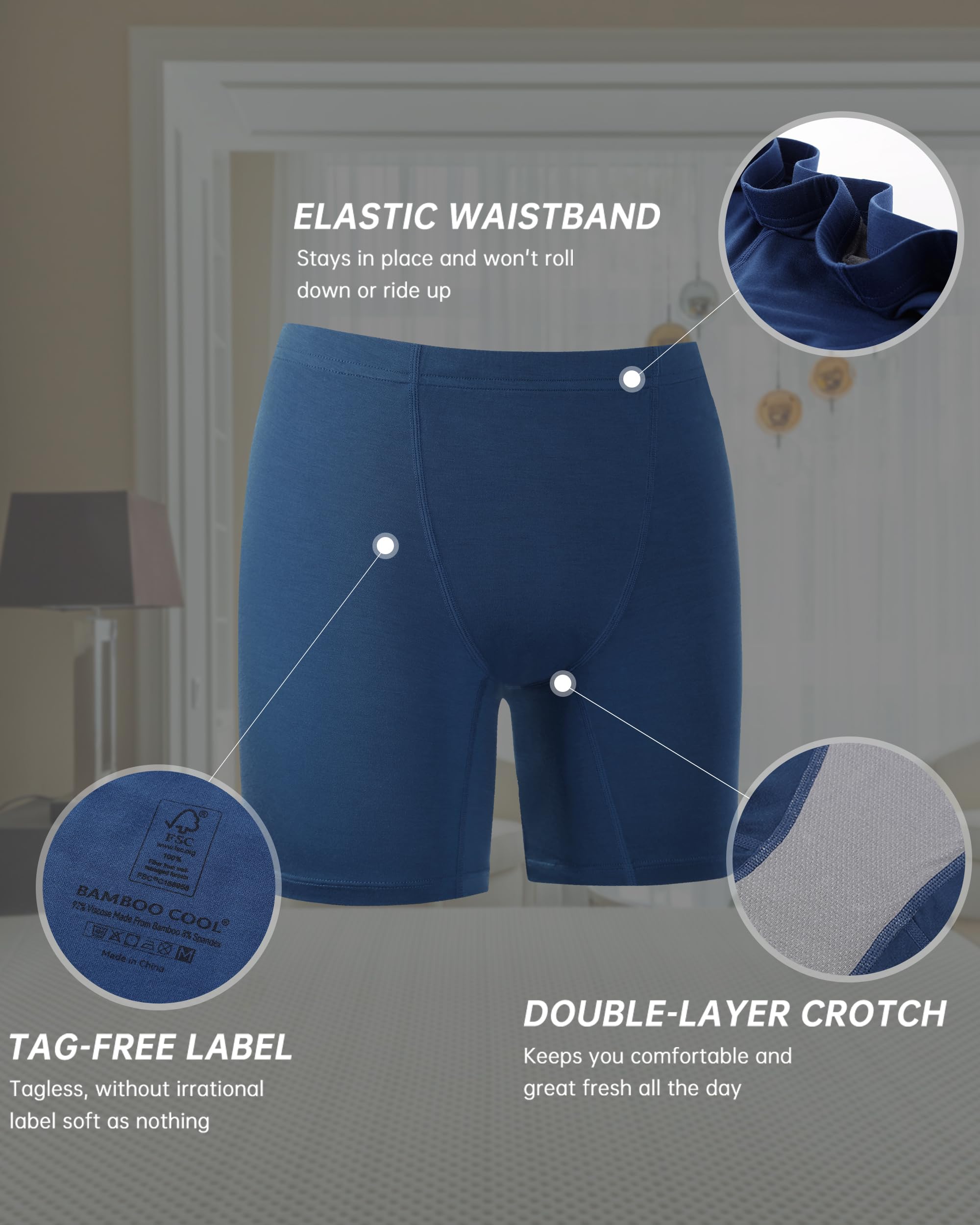 BAMBOO COOL Womens Underwear Boy Shorts Full Coverage Boxer Briefs High Waisted Ladies Panties Soft Stretch Shorts 4 Pack: Multicoloured K(4-pack) XX-Large