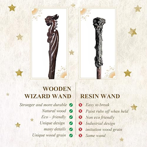 Miniatura 57 de Handicraftviet Varitas de madera tallada a mano para pájaros de 15 pulgadas para brujería coleccionable y cosplay, varita mágica regalo para niños y