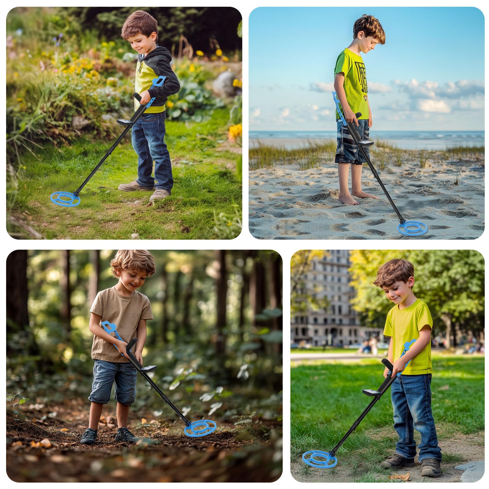 Detector de Metales para Niños, Detector Metales con Pantalla LCD, Alta Precisión, Mango Ajustable, Bobina de Búsqueda, para Niños, Exploración al Aire Libre