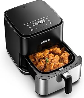 Galanz Oil Free Electric Digital Air Fryer with Touch Control Panel, 8 Pre-Programmed Settings, Shake Alert, and Removable Non-Stick Fry Basket, 5.8 Qt