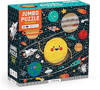 Mudpuppy Solar System Jumbo Puzzle, 25 Pieces, 22â€ x 22â€ â€“ Outer Space Jigsaw Puzzle for Kids with 25 Oversized Pieces, Learning Puzzle Ideal for Ages 2+ â€“ Makes a Great Gift Idea, Multicolor