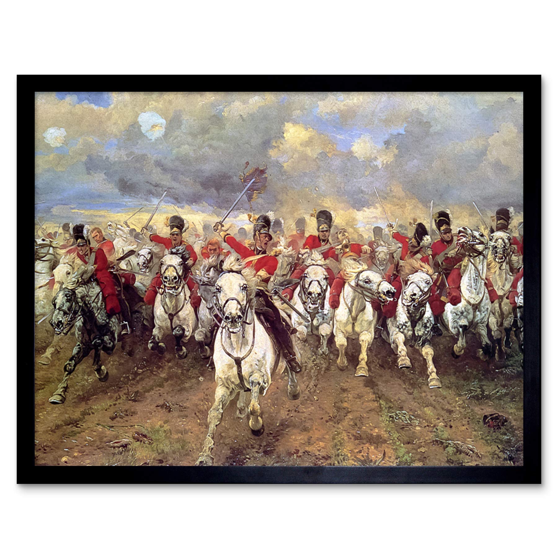 Artery8 Thompson Scotland Forever Battle Waterloo Painting Art Print Framed Poster Wall Decor 12x16 inch