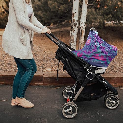 Miniatura 3 de Funda de lactancia para bebé, toldo para asiento de automóvil, diseño de mandala de flores bohemias, transpirable, para privacidad, para lactancia