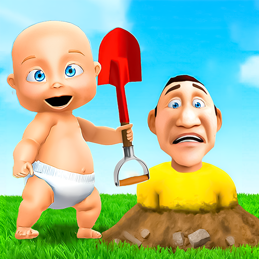 Virtuelles verrücktes Baby-Papa-Spaß-Familienabenteuer