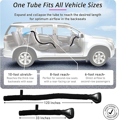 Miniatura 4 de Swanoo Extensor de ventilación de CA para automóvil  Manguera de ventilación para asiento trasero  Dirige aire frío o caliente a niños y mascotas