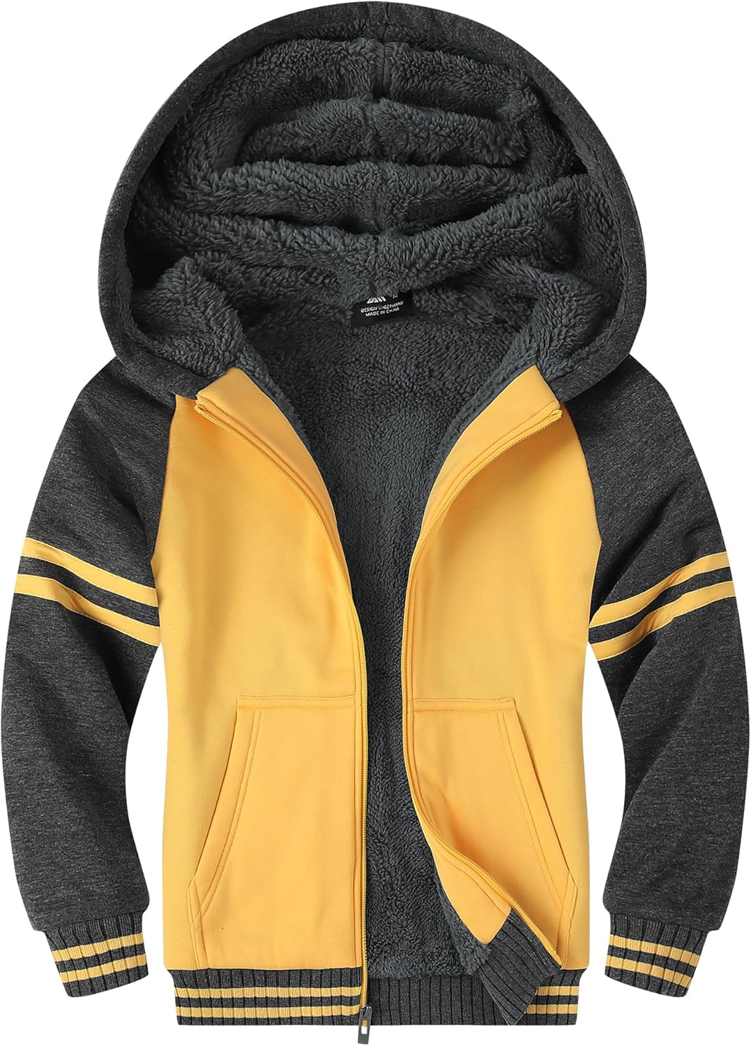 ZITY Boys Zip Up Hoodie Fleece Jacket Kids Sherpa Lined Sweatshirts Outerwear Unisex Warm Winter Coat 6-15 Years Old