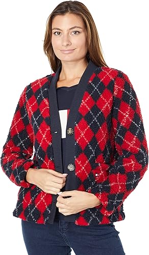 Tommy Hilfiger Suéter fino con botones para mujer