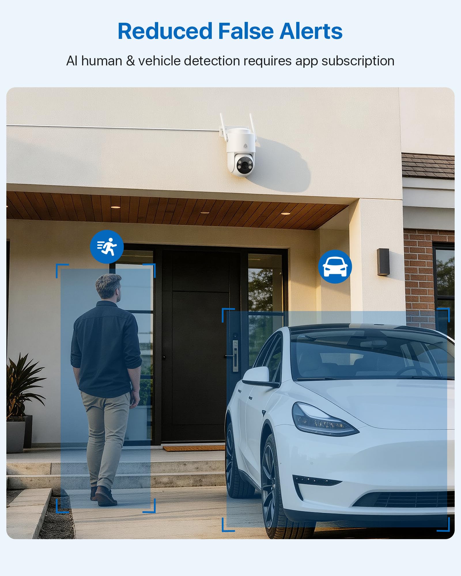 2K Cámara Vigilancia WiFi Exterior 360° PT, Cámara IP Vigilancia de Seguridad, Seguimiento Automático, Alarma Luz y Sonido, Visión Nocturna Color, Audio Bidireccional, 2,4/5 GHz, IP66 (4 pack)