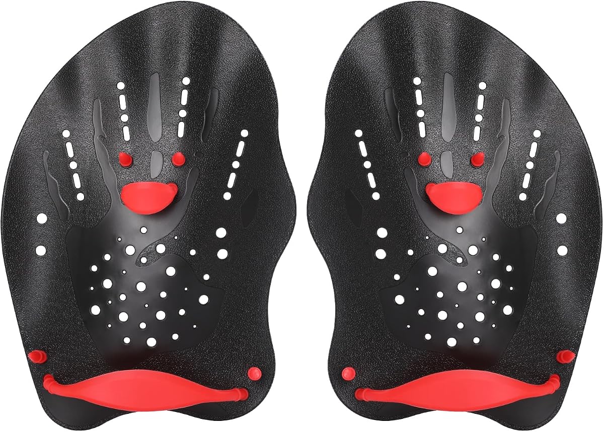 Swimming Hand Paddles for Junior and Adult, Power Strength Train Swim Paddles for Lap Swimming with Adjustable Straps, Swim Fins Pool Exercise Accessories for Novice and Professional Use