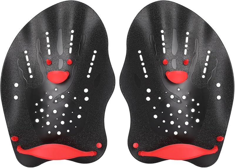 Swimming Hand Paddles for Junior and Adult, Power Strength Train Swim Paddles for Lap Swimming with Adjustable Straps, Swim Fins Pool Exercise Accessories for Novice and Professional Use