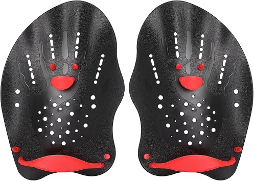 Hianjoo Swimming Hand Paddles for Junior and Adult, Power Strength Train Swim Paddles for Lap Swimming with Adjustable Straps, Swim Fins Pool Exercise Accessories for Novice and Professional Use