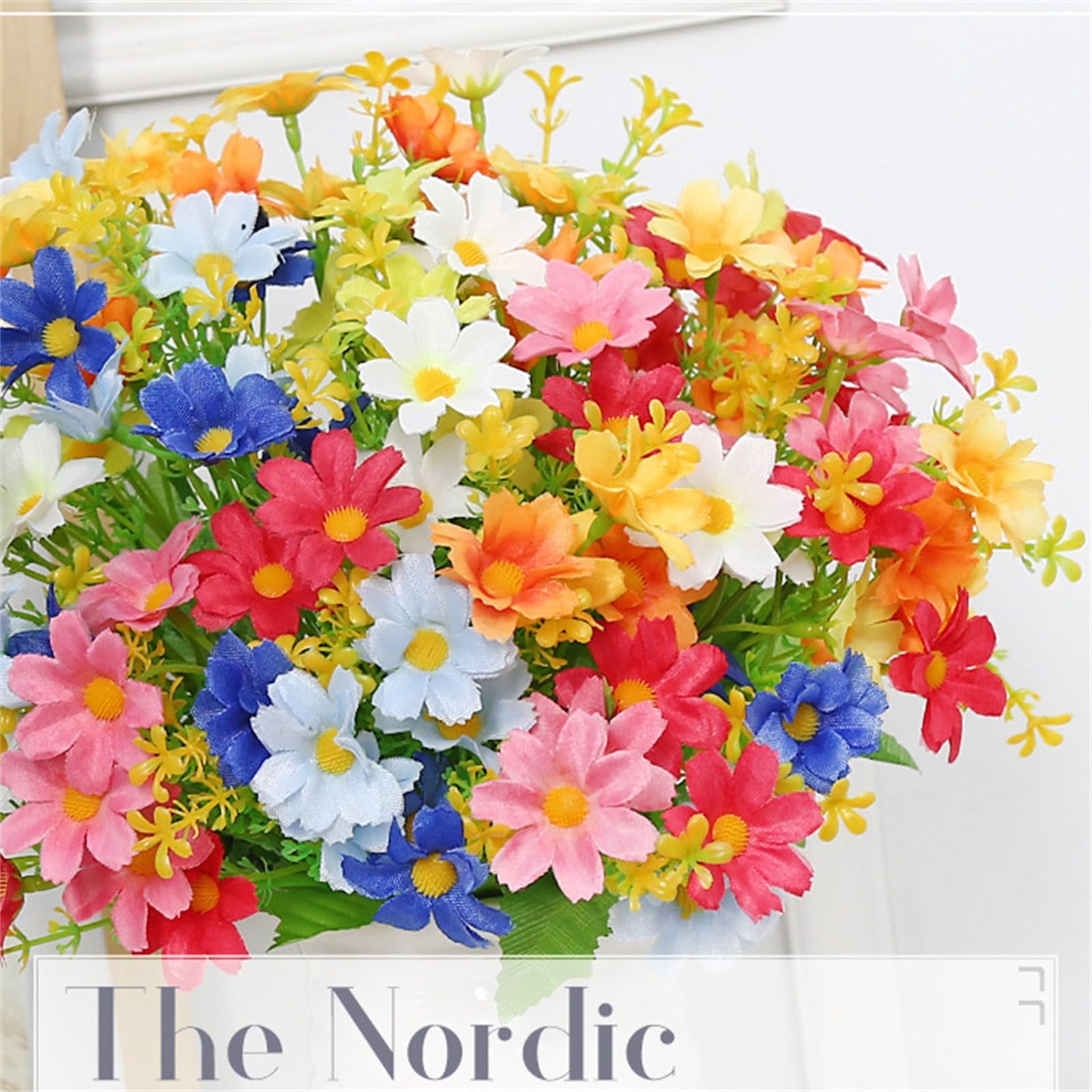 Produktbild von Künstliche Blumen Ein Blumenstrauß Mit 7 Zweigen Und 28 Köpfen, Niedliche Gänseblümchen Aus Seide, Künstliche Dekorative Blume, DIY-Hochzeitsblumenstrauß, Heimzimmer-Tischdekoration Blumenarrangements
