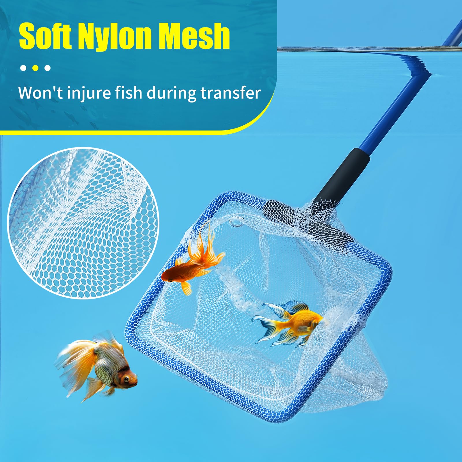 AQUANEAT Aquarium Fish Net, 3 inch Small Fish Tank Cleaning Net, Food Wastes Skimmer for Small Ponds and Pools : Pet Supplies