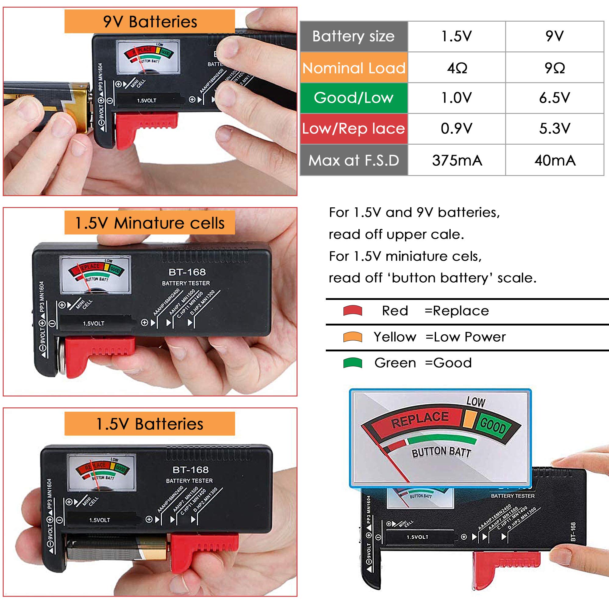 Organizer Per Batterie Con Tester BT-168 - Contenitore Rigido Per 76 Batterie AA, AAA, C, D, 9V - Foto 2