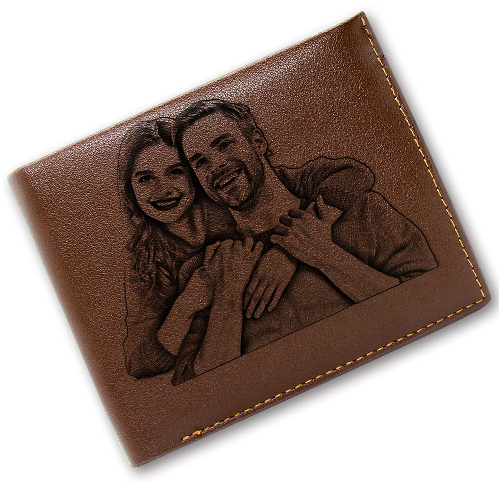 Amlion Personalized Custom Mens Photo Picture Wallet,Customized Engraved Leather Wallet For Men Dad,Son,Husband Boyfriend