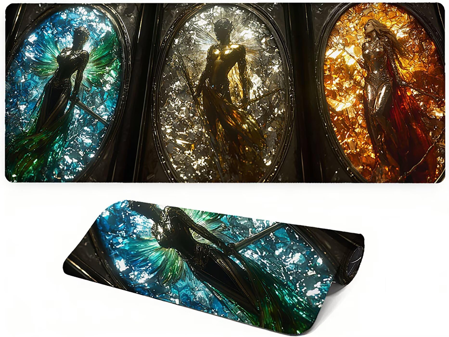 Lpfieonn Abstrakt Großes Schreibtischunterlage, XXL Schreibtischunterlagen, Grau XXL Wasserdicht Gaming Mousepad mit Vernähter Rand und Rutschfeste Gummibasis, für Laptop/Hause/Büro 120x60cm PF-3815