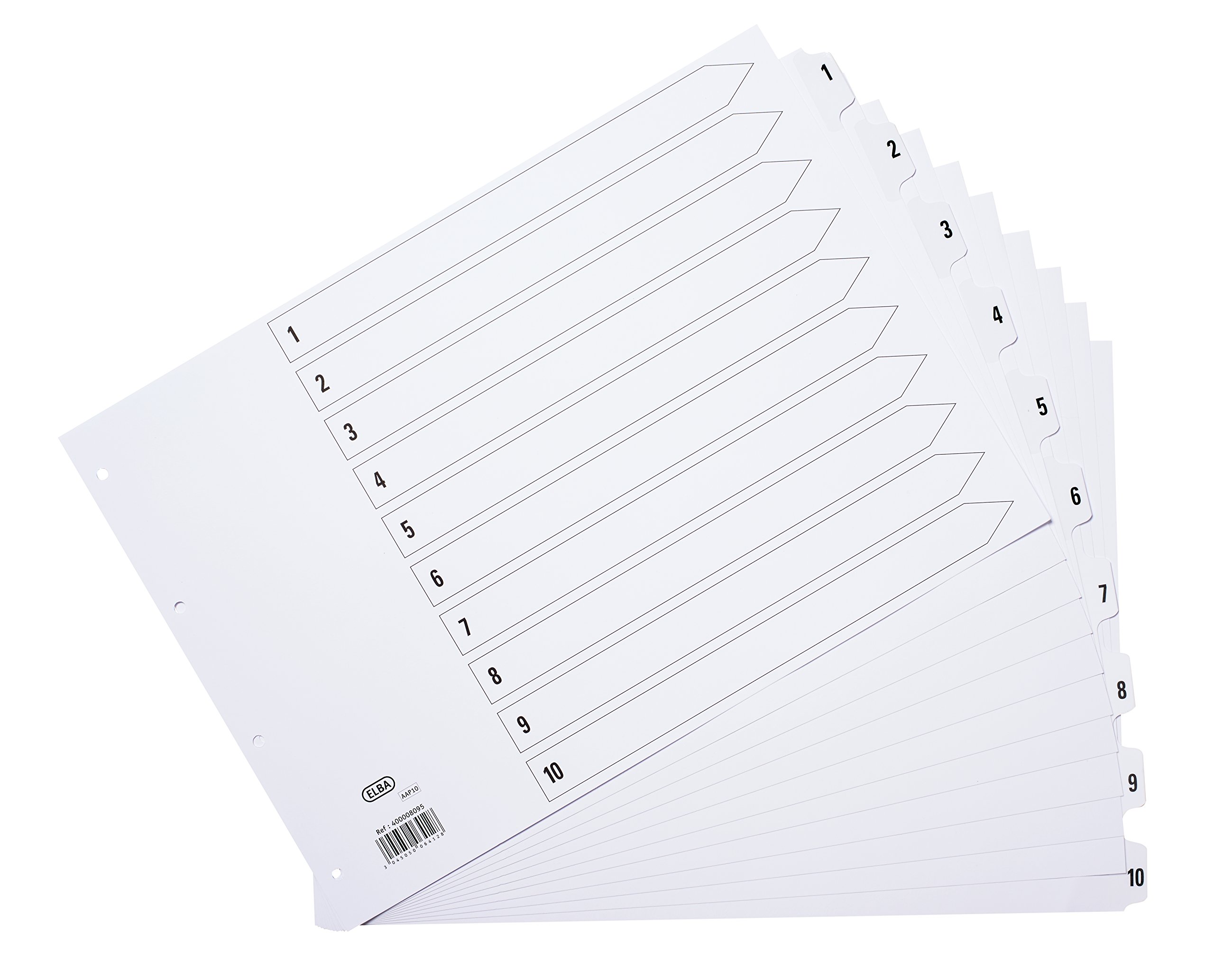 Elba Index 1-10 Multipunched Mylar-reinforced Tabs 170gsm A3 Landscape