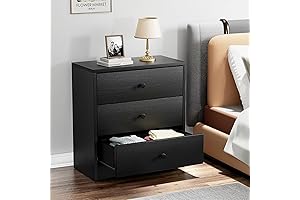Space-Saving Bedside Nightstand Cabinet with 3 Storage Drawers in Modern Style