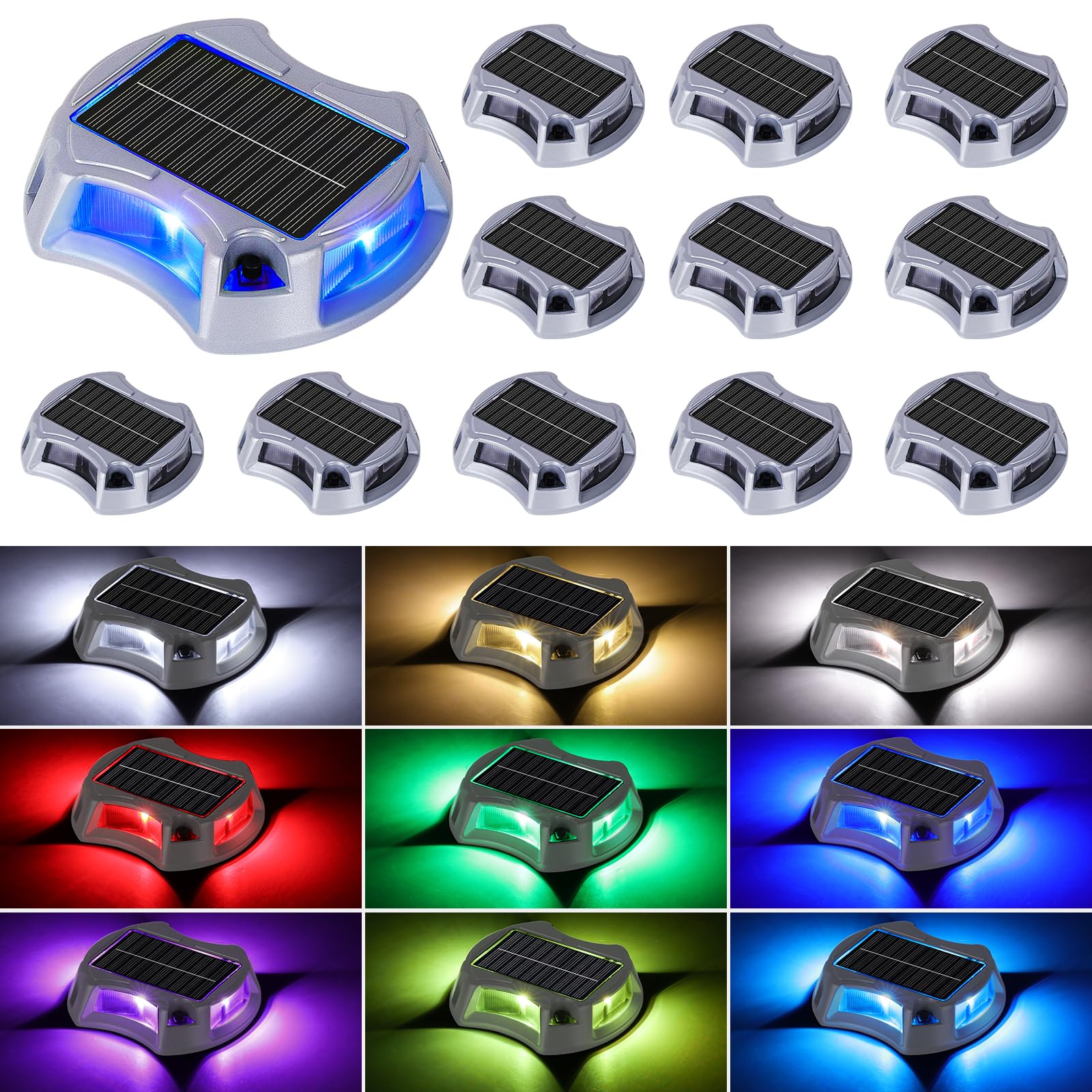 GrassyLeDioRX072 DP 14W LEDライト Bosceos Solar Driveway Lights Deck Dock Lights Outdoor 12 Pack, 9