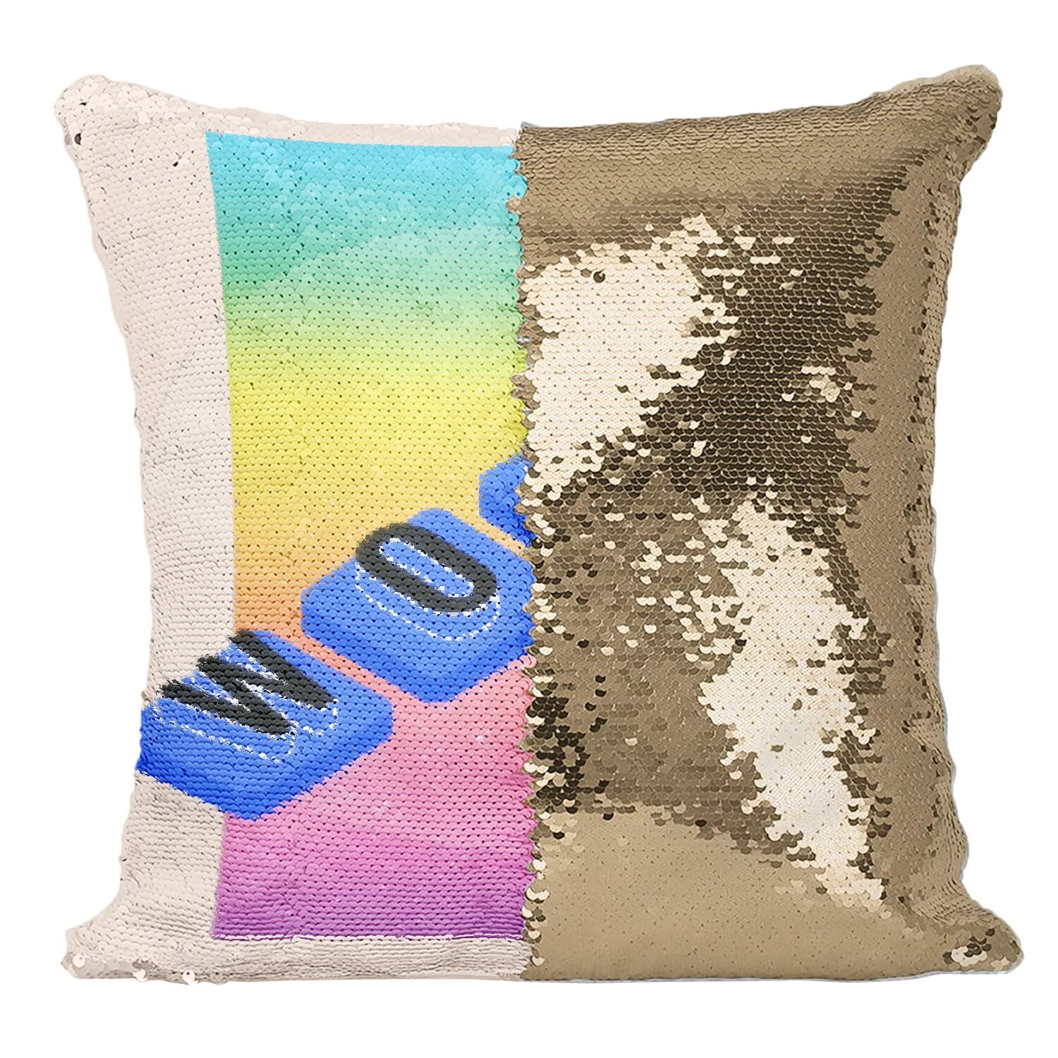 Coussin Sequin Doré Work Keys Idéal pour Salon Rétro Vintage